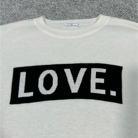 Brit Ny Sweater Womens Medium Cream‎ Black Love Cashmere Blend - Picture 5 of 10